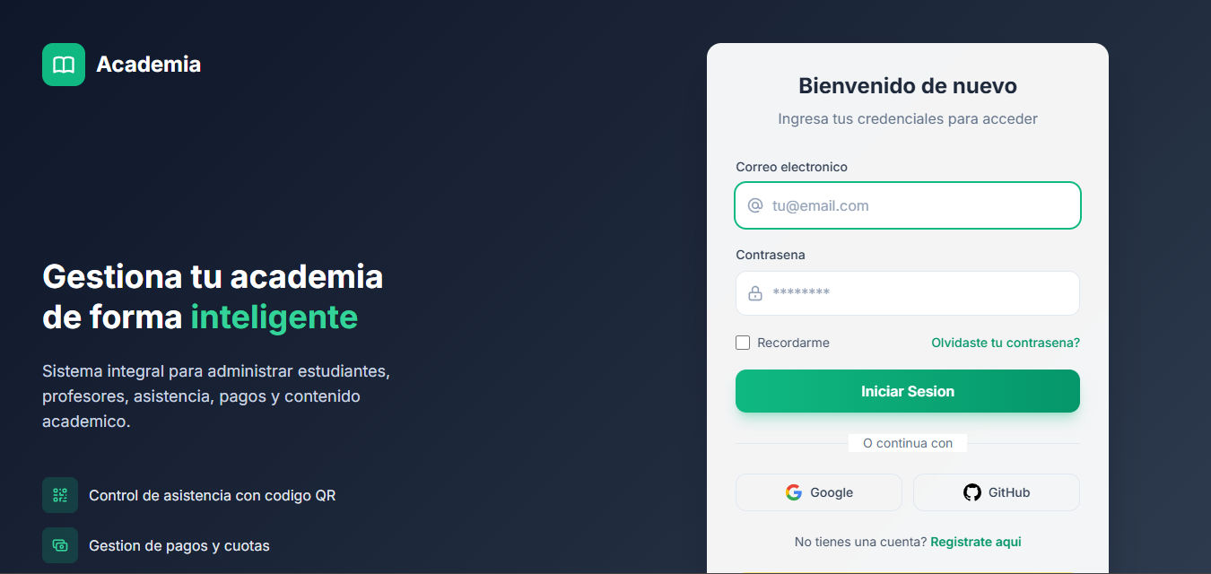 Sistema de Gestión Académica - Academia