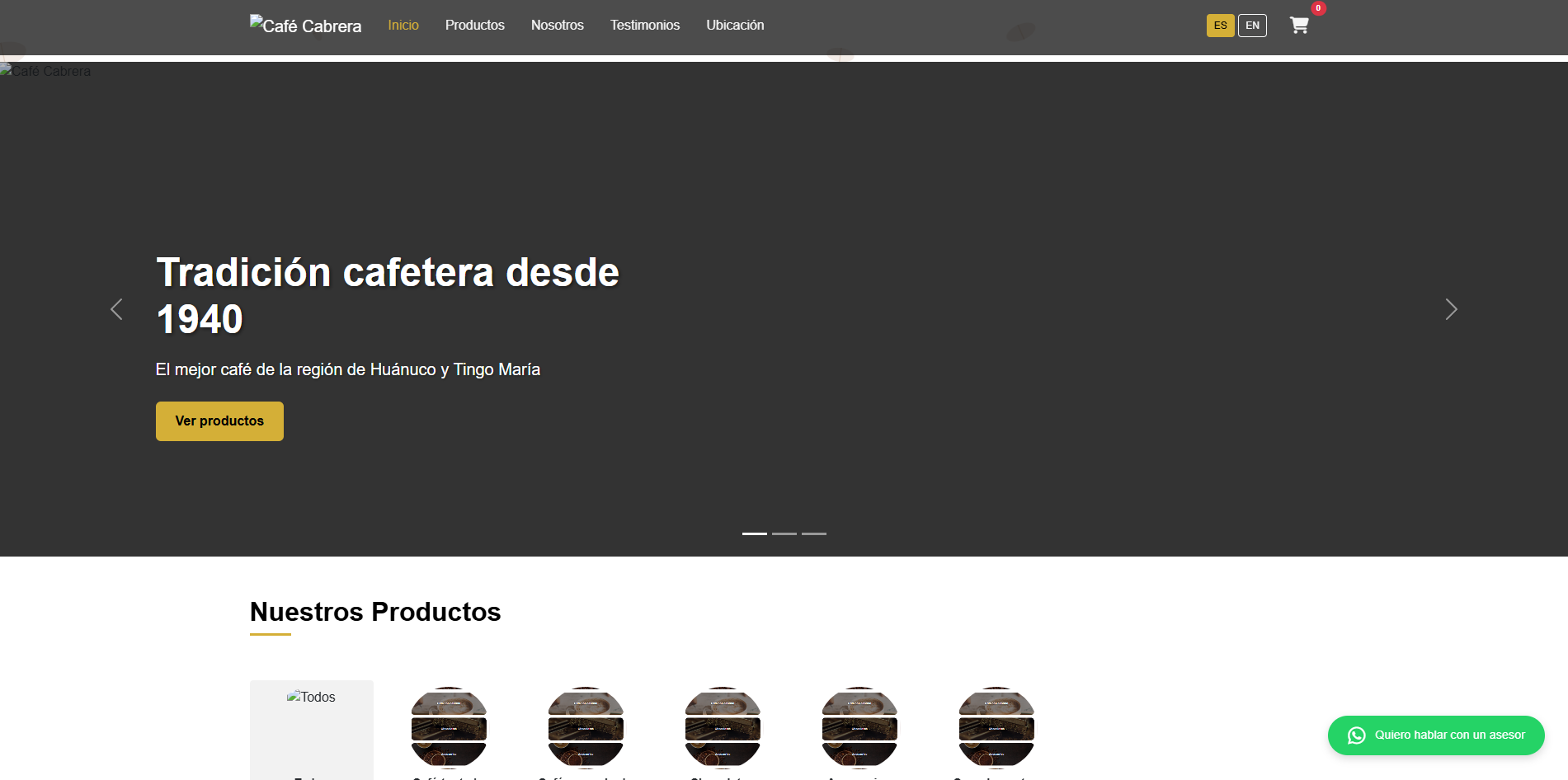 Página web para Café Cabrera
