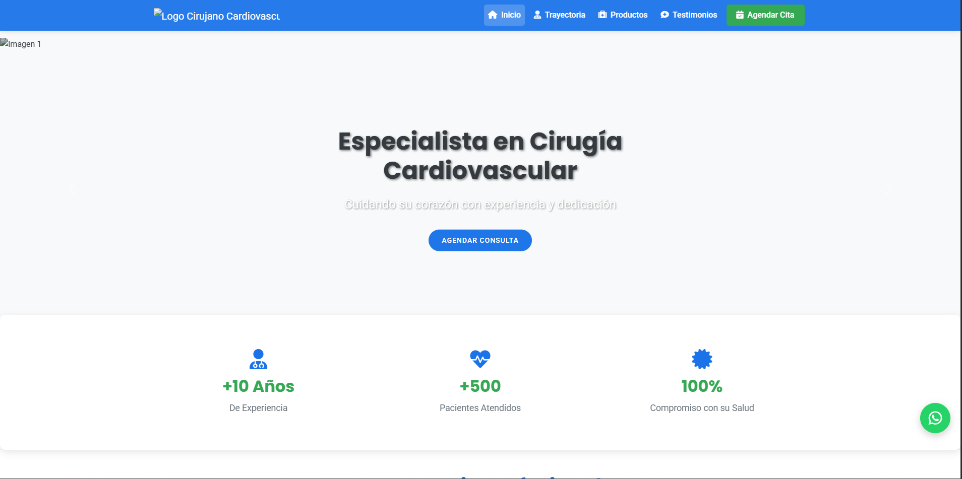 Página web para médico cardiovascular